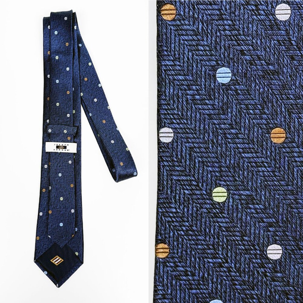 Joseph Abboud 100% Silk Tie – Blue with Multicolor Dots, 3" Width